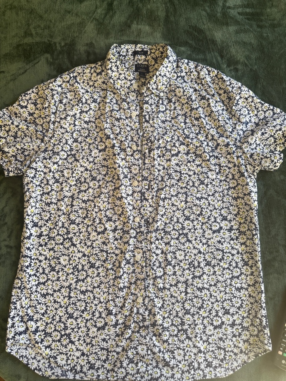 J. Crew Short-Sleeve Daisy Print Button-Down Shirt - Navy, White & Yellow - Picture 1 of 2